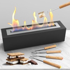 Metal Tabletop Fire Pit with Roasting Sticks