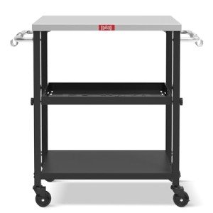 Versatile 3-Shelf Outdoor Grill Table with Wheels
