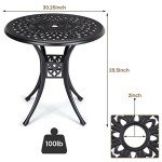 30 Inch Round Cast Aluminum Bistro Table - Black