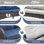 Brown and Blue Outdoor Wicker Couch - 3 Seater