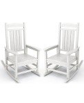 KINGYES Set of 2 White Outdoor Rocking Chairs