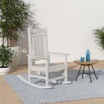 KINGYES Set of 2 White Outdoor Rocking Chairs