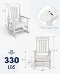 KINGYES Set of 2 White Outdoor Rocking Chairs