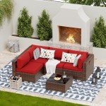 Modular Rattan Patio Furniture Sofa Set, 5pc