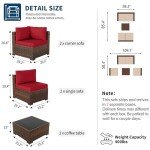 Modular Rattan Patio Furniture Sofa Set, 5pc