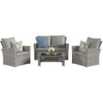 4-Piece Grey Wicker Patio Furniture Set