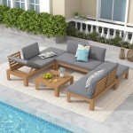 Sunsitt 6-Piece Acacia Wood Patio Sectional Set