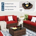 Modular Rattan Patio Furniture Sofa Set, 5pc