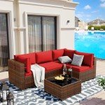 Modular Rattan Patio Furniture Sofa Set, 5pc