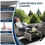 4-Piece Grey Wicker Patio Furniture Set