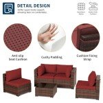 Modular Rattan Patio Furniture Sofa Set, 5pc