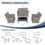 4-Piece Grey Wicker Patio Furniture Set