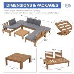 Sunsitt 6-Piece Acacia Wood Patio Sectional Set