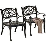 Set of 2 All-Weather Cast Aluminum Patio Chairs