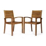 Acacia Wood Outdoor Dining Chairs Set of 2