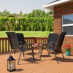 Set of 4 Stackable Outdoor Patio Chairs - Black