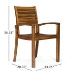 Acacia Wood Outdoor Dining Chairs Set of 2