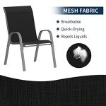 Set of 4 Stackable Outdoor Patio Chairs - Black