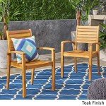 Acacia Wood Outdoor Dining Chairs Set of 2