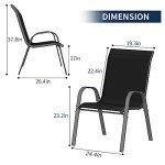 Set of 4 Stackable Outdoor Patio Chairs - Black