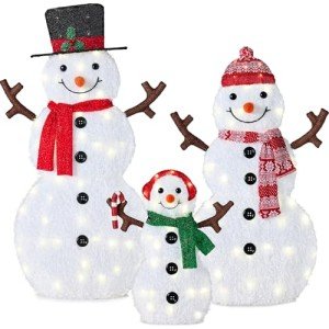 3-Piece Lighted Christmas Snowman Family Set