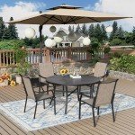 5-Piece Black Patio Dining Set with Umbrella Hole