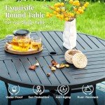 5-Piece Black Patio Dining Set with Umbrella Hole