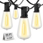 25ft Waterproof Outdoor String Lights with Edison Bulbs