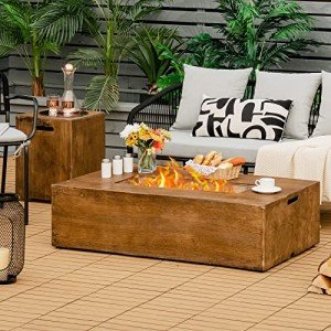 48" Gas Fire Pit Table with Cover and Lava Rock