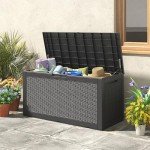 Lockable 100 Gallon Rattan Outdoor Storage Box