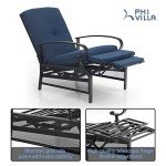 PHI VILLA Oversized Outdoor Recliner Chairs - Set of 2