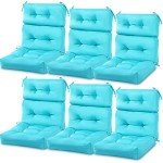 6 Pack Waterproof High Back Chair Cushions - Blue
