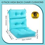6 Pack Waterproof High Back Chair Cushions - Blue