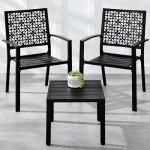 3-Piece Black Outdoor Bistro Set with Chairs