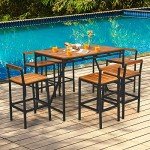 7-Piece Acacia Wood Outdoor Bar Set