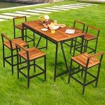 7-Piece Acacia Wood Outdoor Bar Set