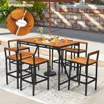 7-Piece Acacia Wood Outdoor Bar Set