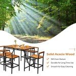 7-Piece Acacia Wood Outdoor Bar Set
