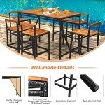 7-Piece Acacia Wood Outdoor Bar Set