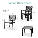 3-Piece Black Outdoor Bistro Set with Chairs