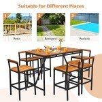 7-Piece Acacia Wood Outdoor Bar Set