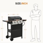 YIORTWO 3-Burner Stainless Steel Gas Grill