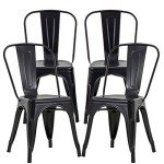 Set of 4 Stackable Metal Patio Dining Chairs