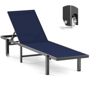 Navy Blue Adjustable Aluminum Chaise Lounge Chair