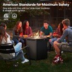 Square Gas Fire Pit Table with Rattan Look