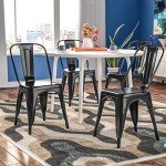 Set of 4 Stackable Metal Patio Dining Chairs