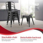 Set of 4 Stackable Metal Patio Dining Chairs