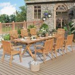 Acacia Wood 9-Piece Outdoor Dining Set