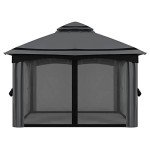 Dark Grey 10x10FT Patio Gazebo with Mosquito Netting
