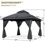 Dark Grey 10x10FT Patio Gazebo with Mosquito Netting
